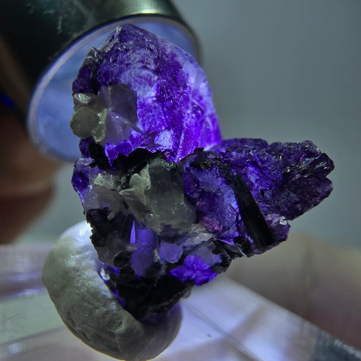 Fluorite fantôme, Moscovite, Schörl Tourmaline Erongo, Namibie 20*13*12mm