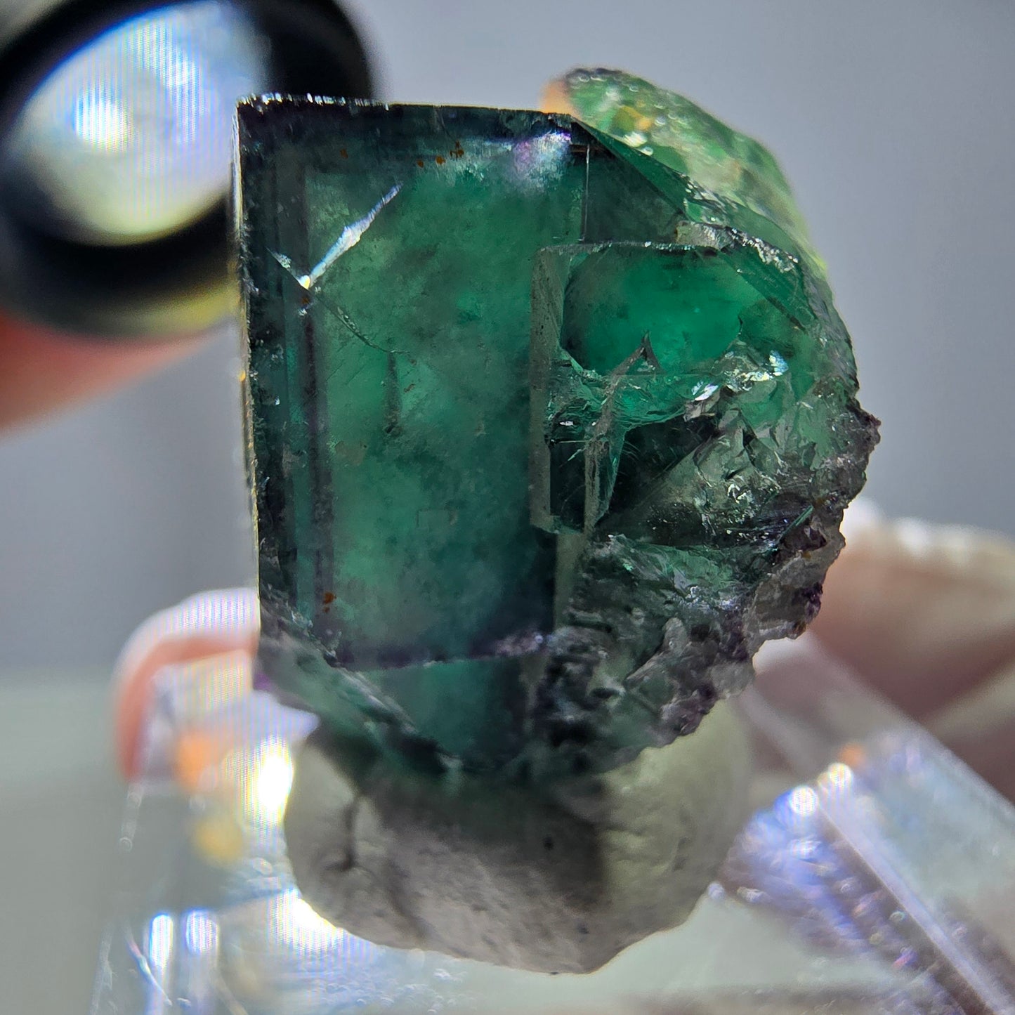 Rare cube de fluorite fantôme parqueté vert violet Okorusu Namibie 30*25*13mm