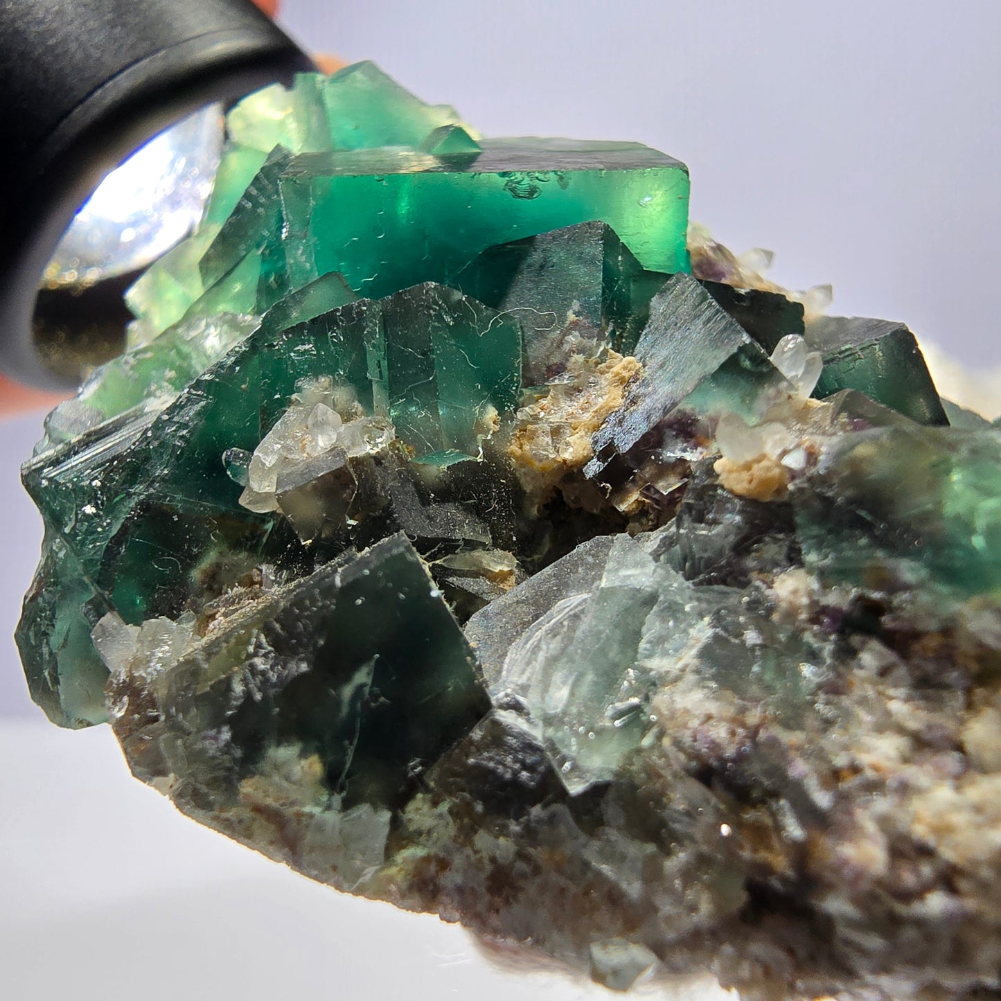Cube de fluorite fantôme, quartz gradiné, Okorusu, Namibie, 77 x 45 x 22 mm