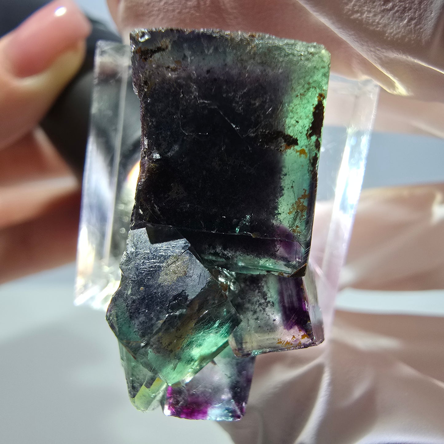 Seltene Fluorit Würfel Stufe, grün lila Okorusu, Namibia 29*22*19mm
