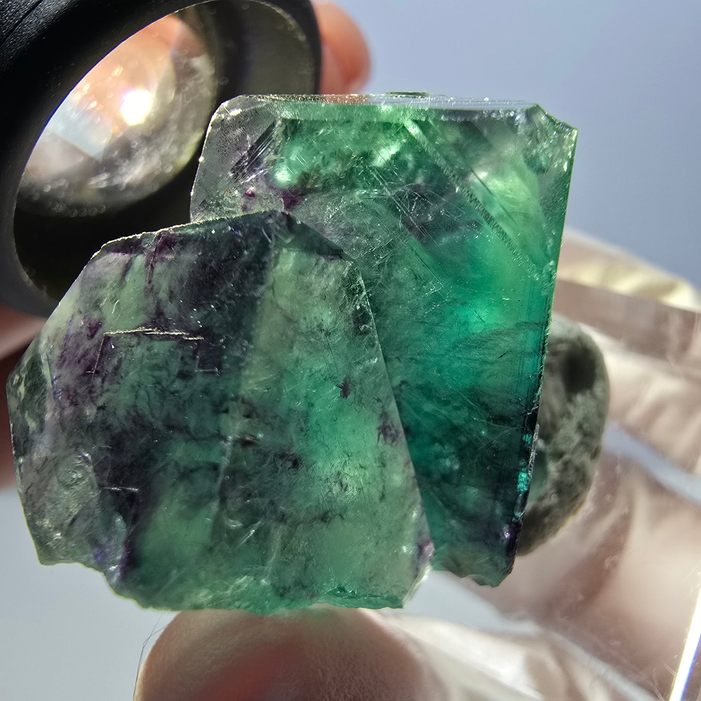 Phantom Fluorit Würfel Stufe, parkettiert grün lila Okorusu, Namibia 31*25*18mm
