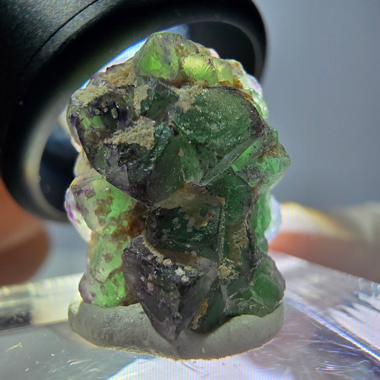 Cube de fluorite fantôme, zonal, spécimen de tourmaline Schorl, Erongo, Namibie, 18 x 15 x 15 mm