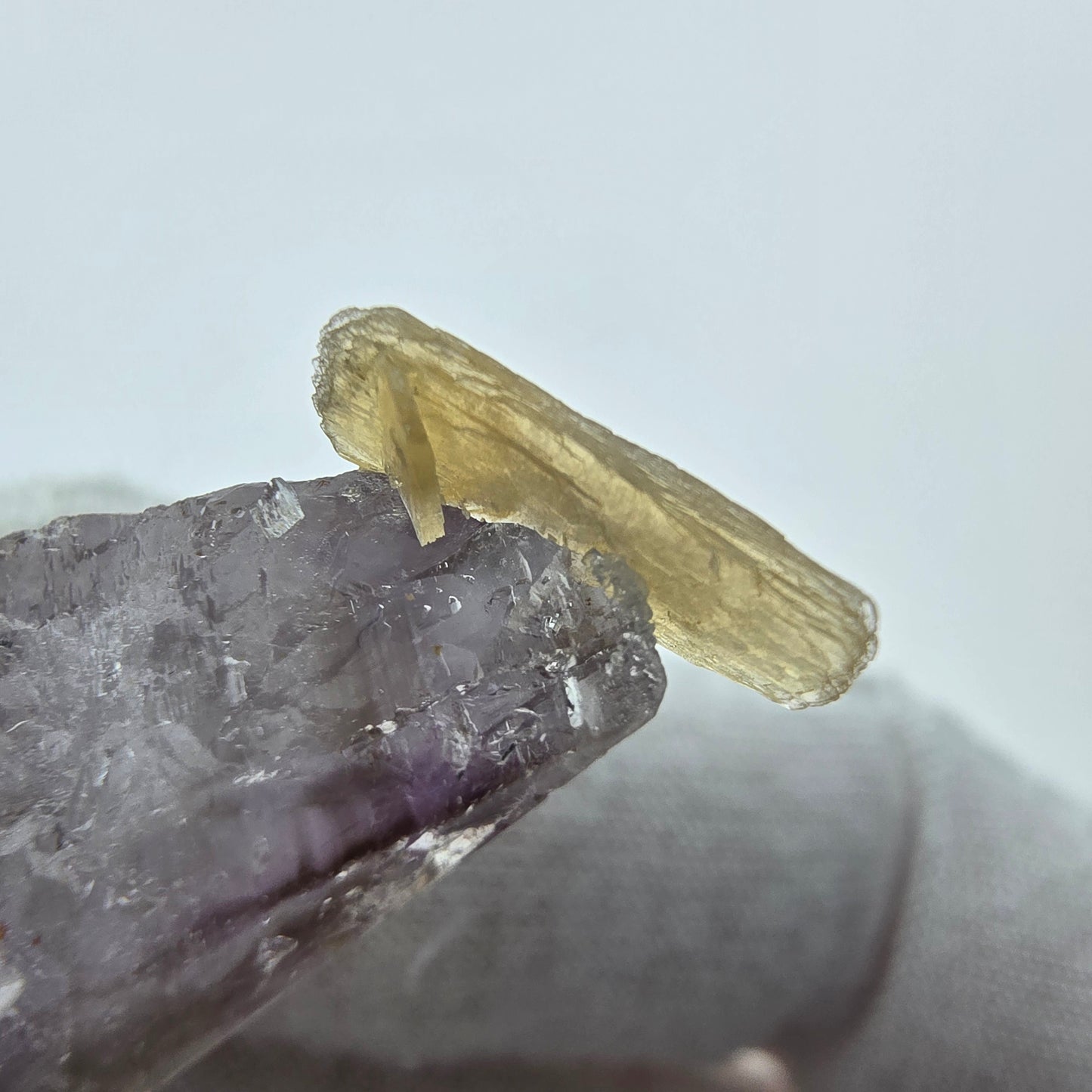 Phantom Amethyst Kristall mit Stilbit Goboboseb, Namibia 45*15*13mm Sammlung