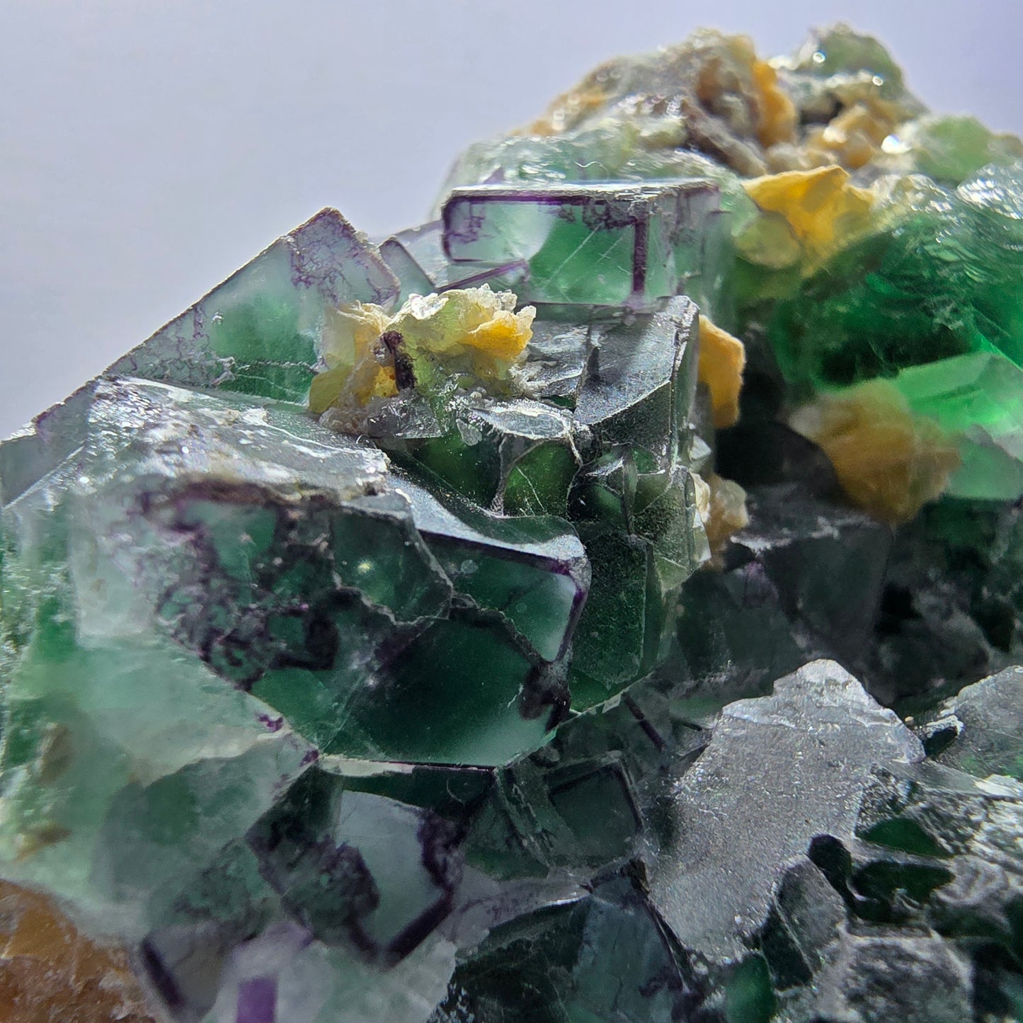 Phantom Fluorit zonal Schörl Rauchquarz Muskovit Hyalit Erongo, Namibia 69*56*40mm
