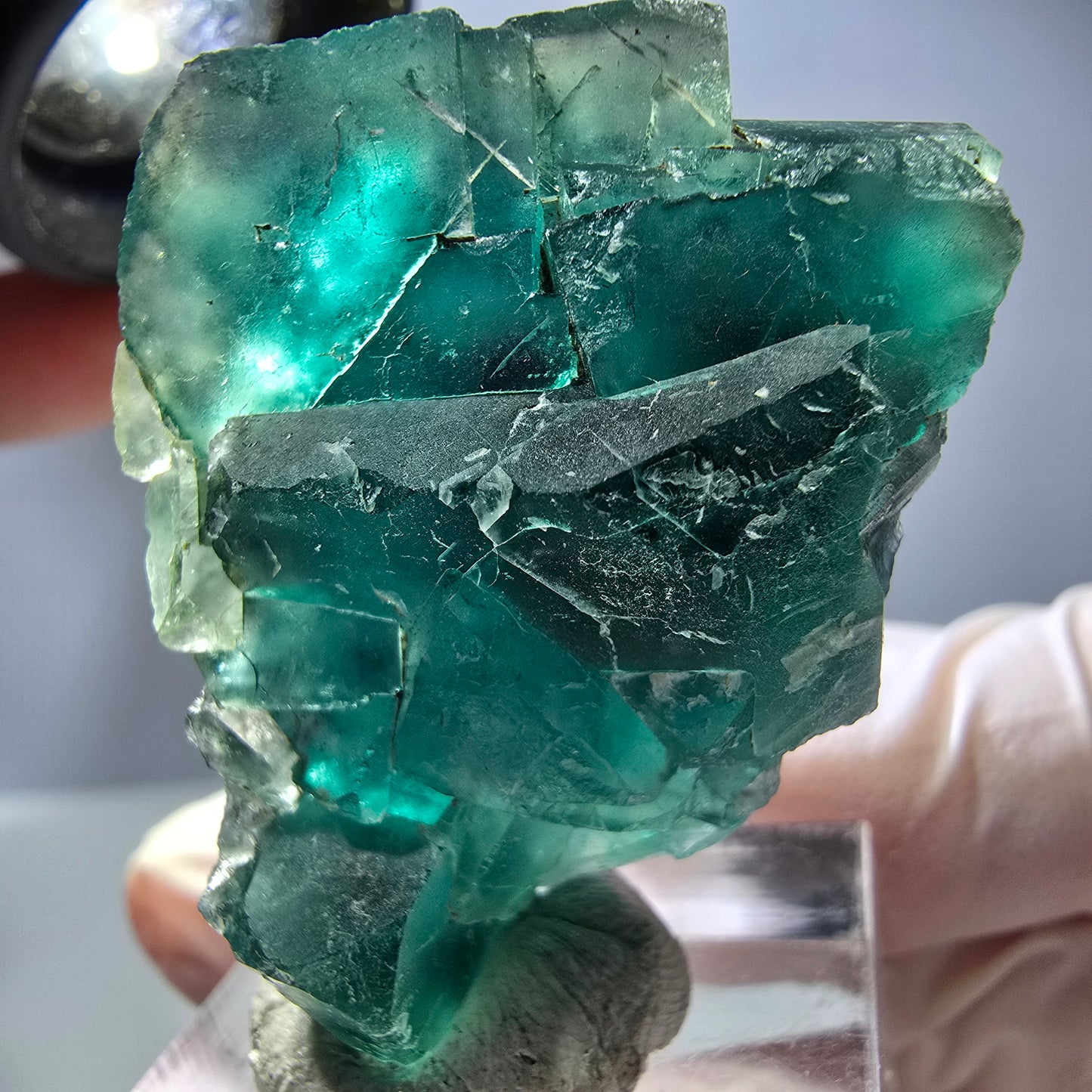 Phantom Fluorit Würfel Stufe, grün lila Okorusu, Namibia 37*30*16mm