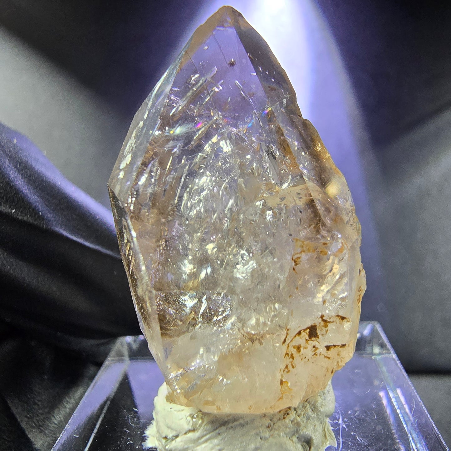 Sceptre de Quartz fumé fantôme clair, pointe à Double extrémité 30*18*15mm Goboboseb namibie