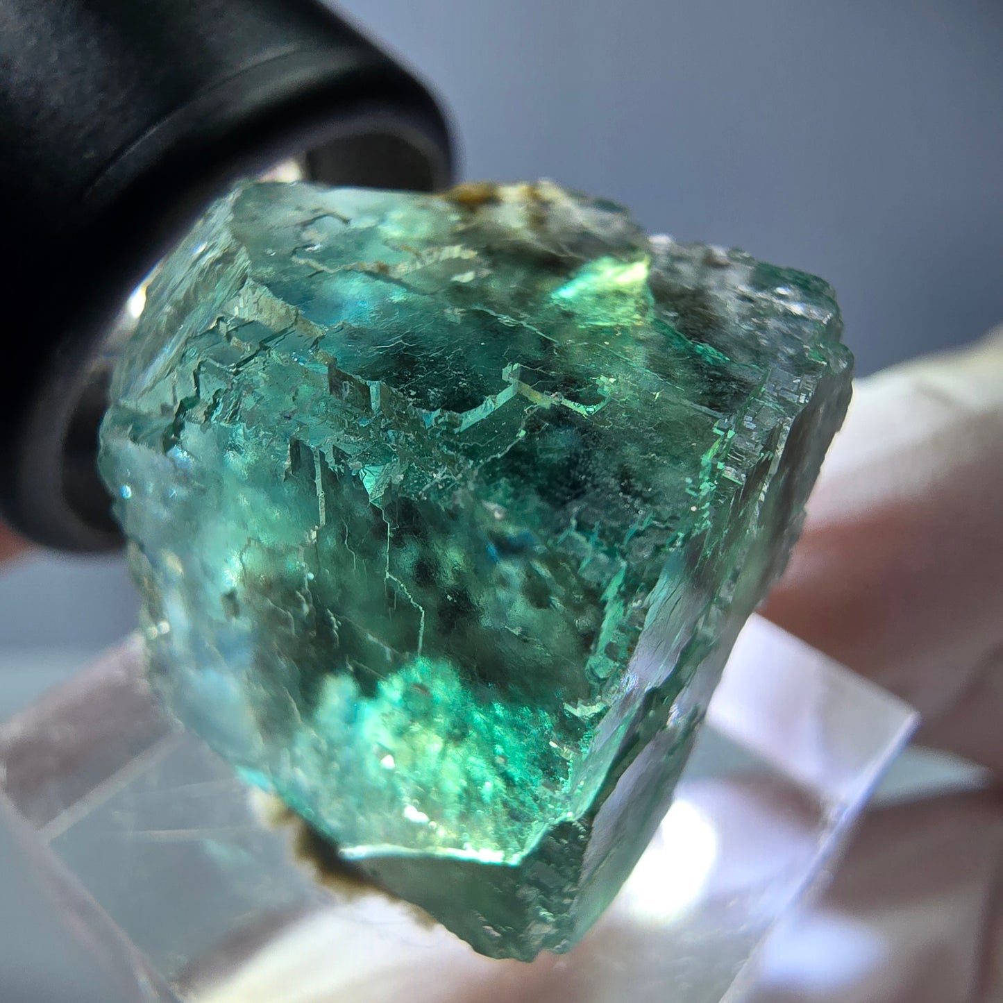 Klarer Phantom Fluorit Würfel parkettiert, grün Okorusu, Namibia 21*20*16mm