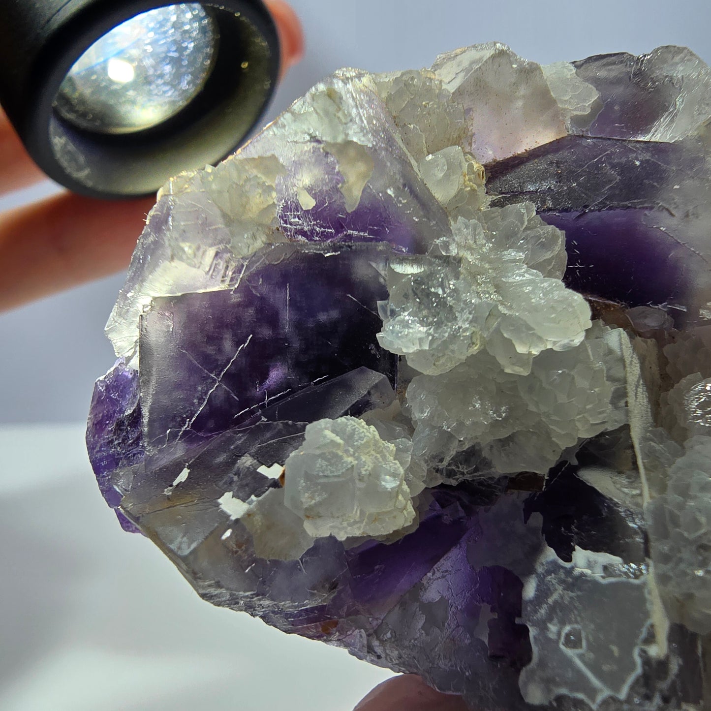 Rare cube de fluorite fantôme, spécimen de quartz violet Okorusu, Namibie, 53 x 42 x 24 mm
