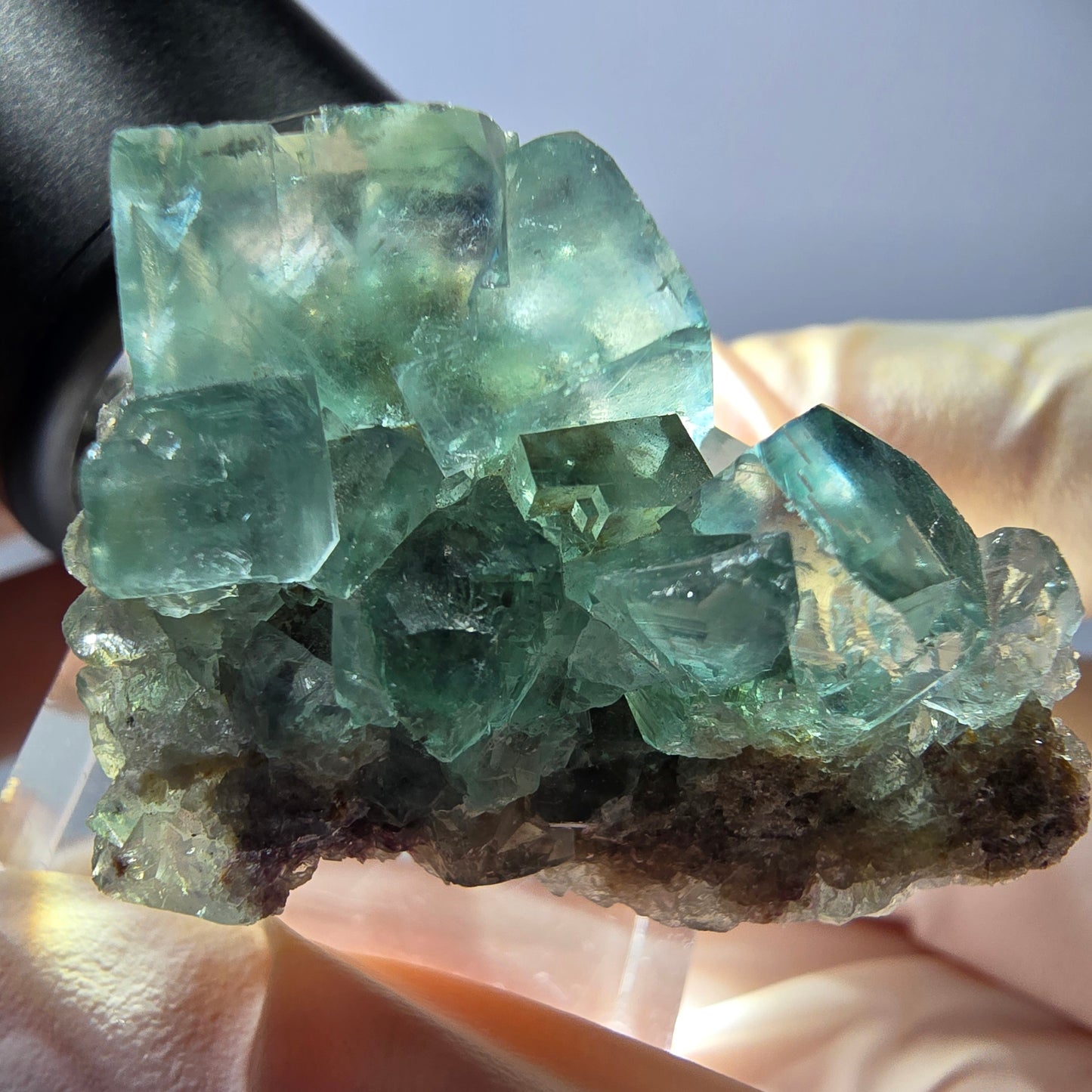 Seltene Phantom Fluorit Würfel Stufe, grün Okorusu, Namibia 34*27*21mm