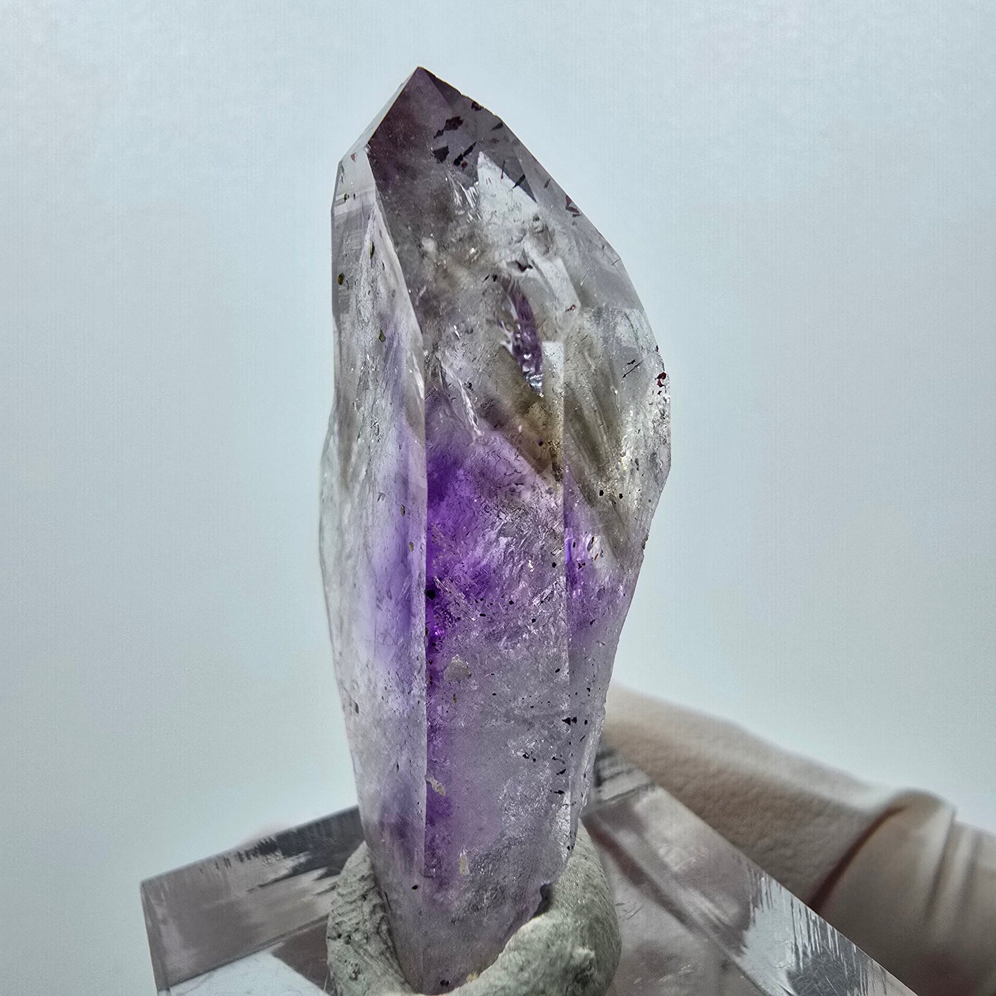 Enhydro Harlequin Phantom Amethyst, 2x Bubble Streep Mine Gobo. Namibie 43 x 22 x 13 mm