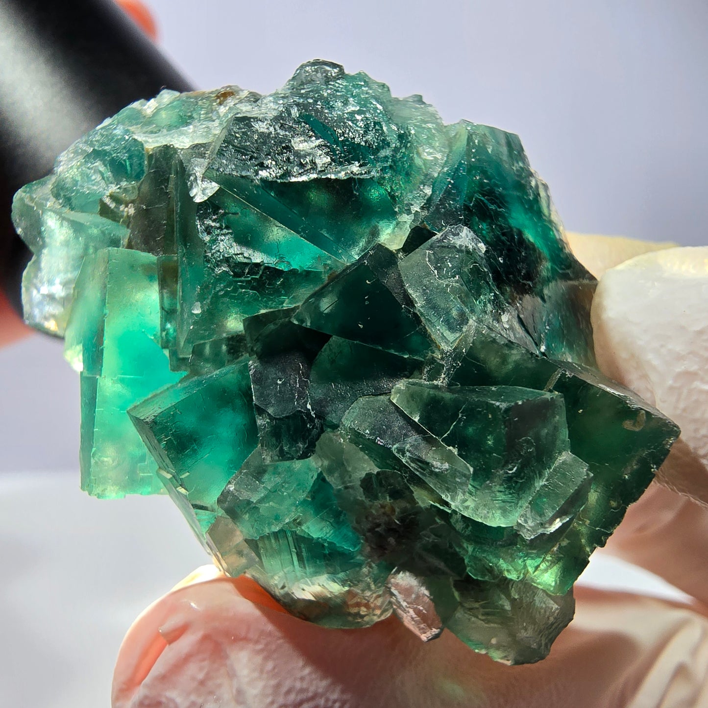 Spécimen de cube de fluorite fantôme transparente, vert Okorusu, Namibie 44 x 34 x 21 mm