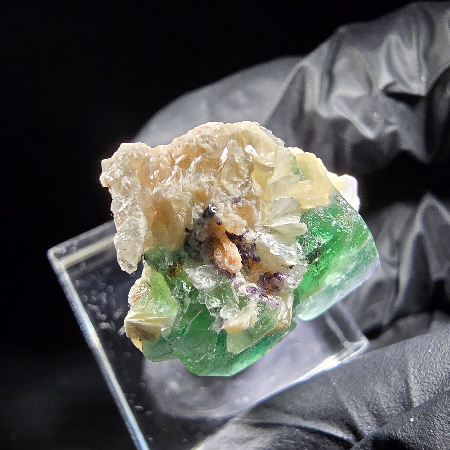 Phantom Fluorit Würfel, Muskovit Stufe Erongo, Namibia 28*22*17mm Sammlung