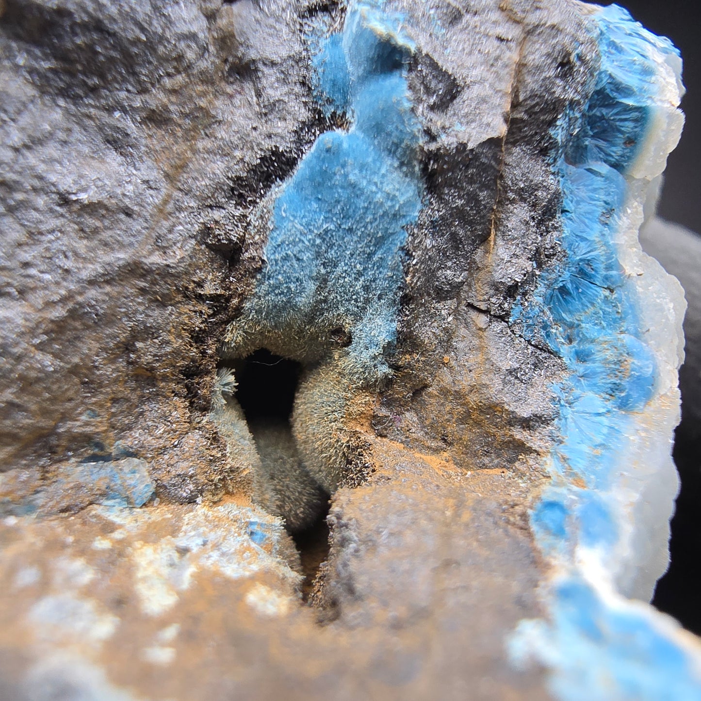 Rare Shattuckite specimen blue, sphere crystals Kaokoveld, Namibia 54*53*48mm