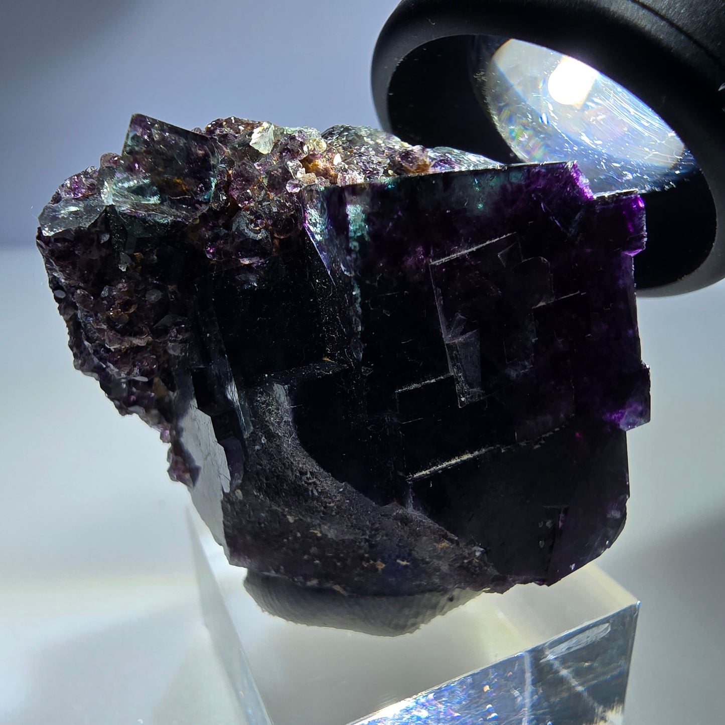 Phantom Fluorit Würfel Stufe parkettiert zonal Okorusu, Namibia 45*35*25mm