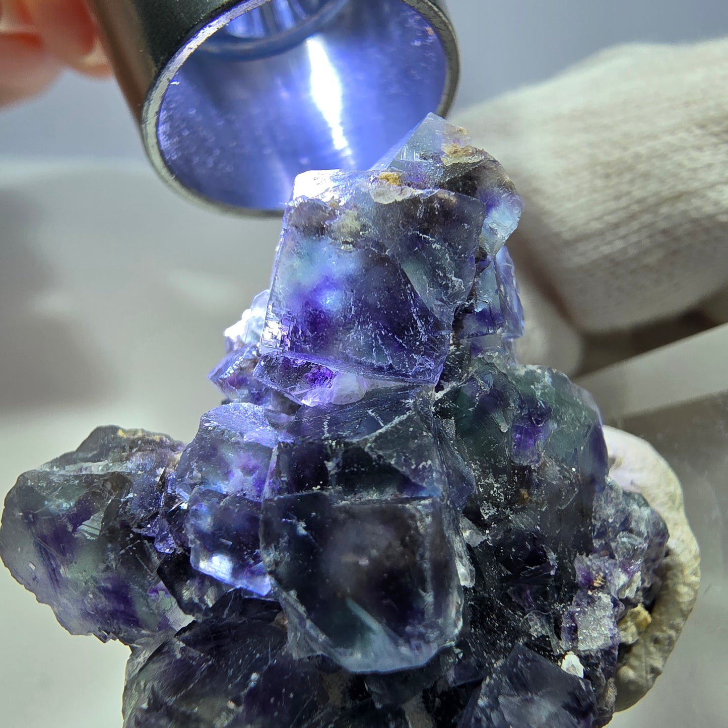 Clear Phantom Fluorite Cube Specimen zonal green purple Okorusu, Namibia 41*37*25mm