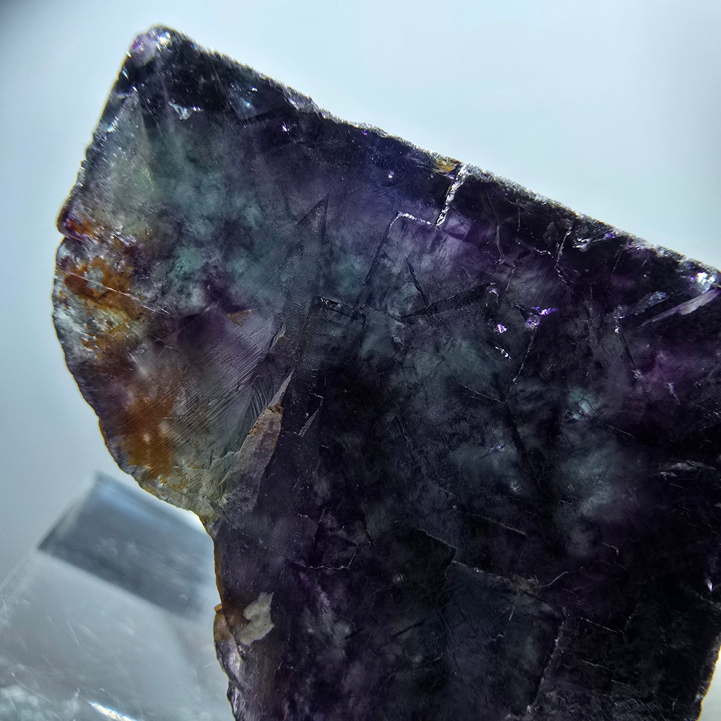 Spécimen rare de cube de fluorite fantôme zonal vert violet Okorusu, Namibie 39*26*21mm