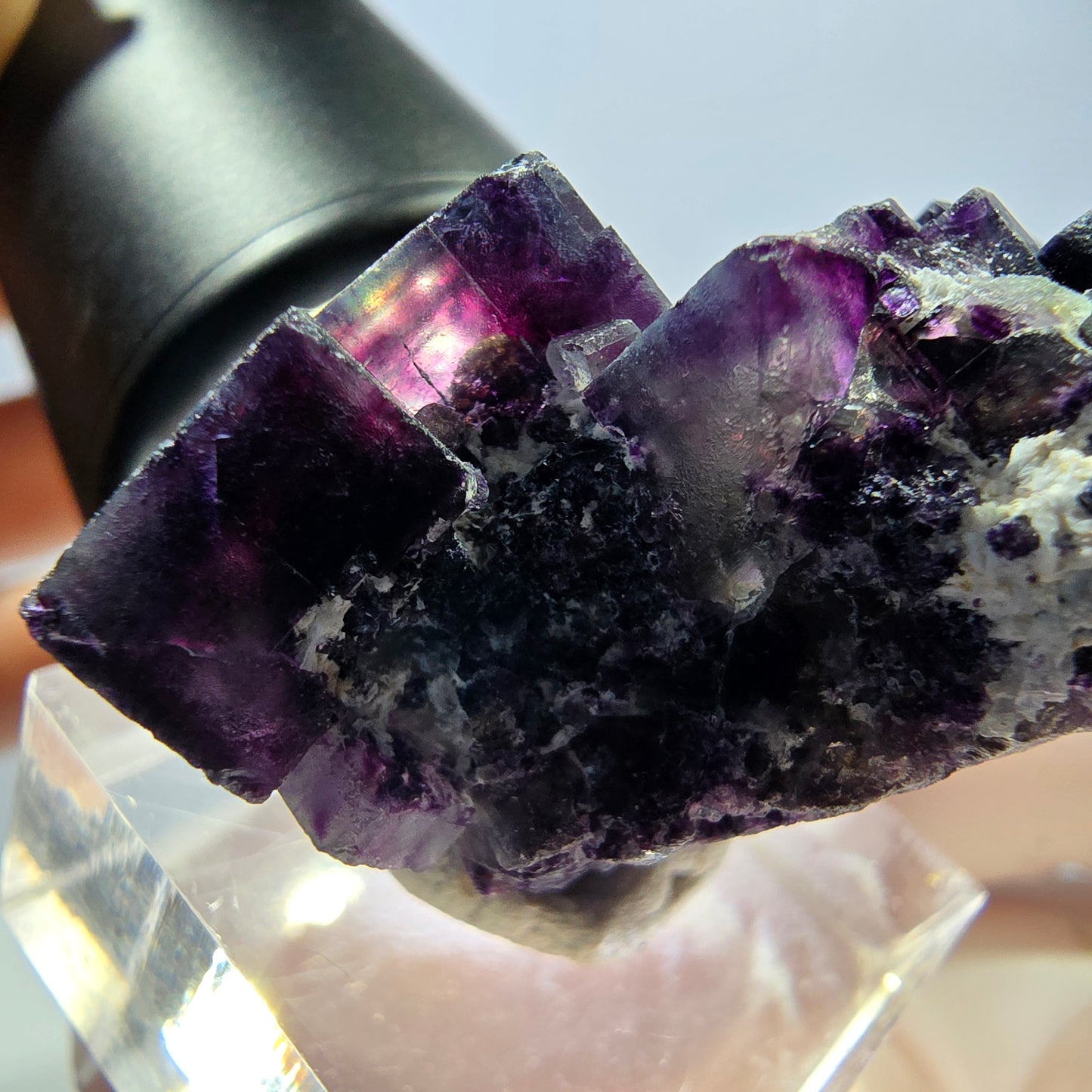 Spécimen rare de cube de fluorite, vert violet, Okorusu, Namibie 43 x 27 x 22 mm