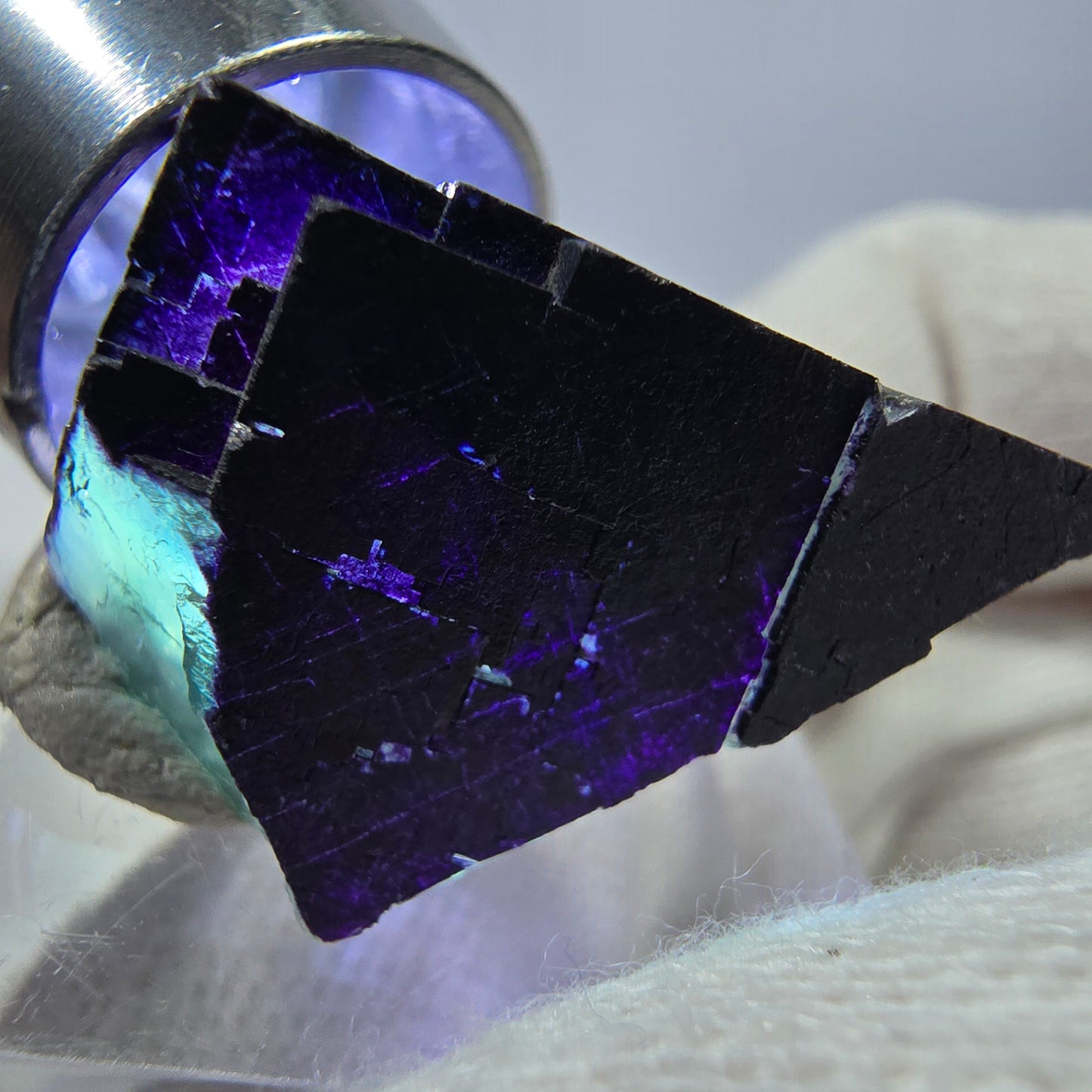 Fluorite cube, parquetted green purple 11:11 Angel Pocket, Okorusu Mine Namibia 30*24*15mm
