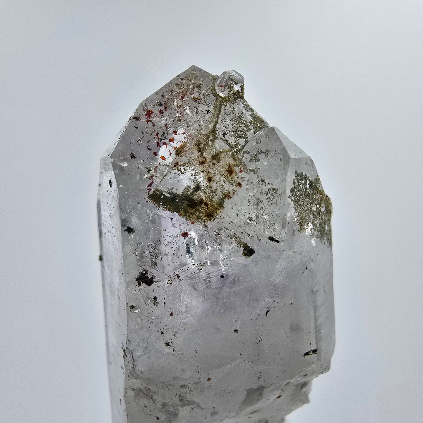 Harlekin Phantom Amethyst, Prehnit, Analcim Streep Mine Gobo. Namibia 49*18*18mm