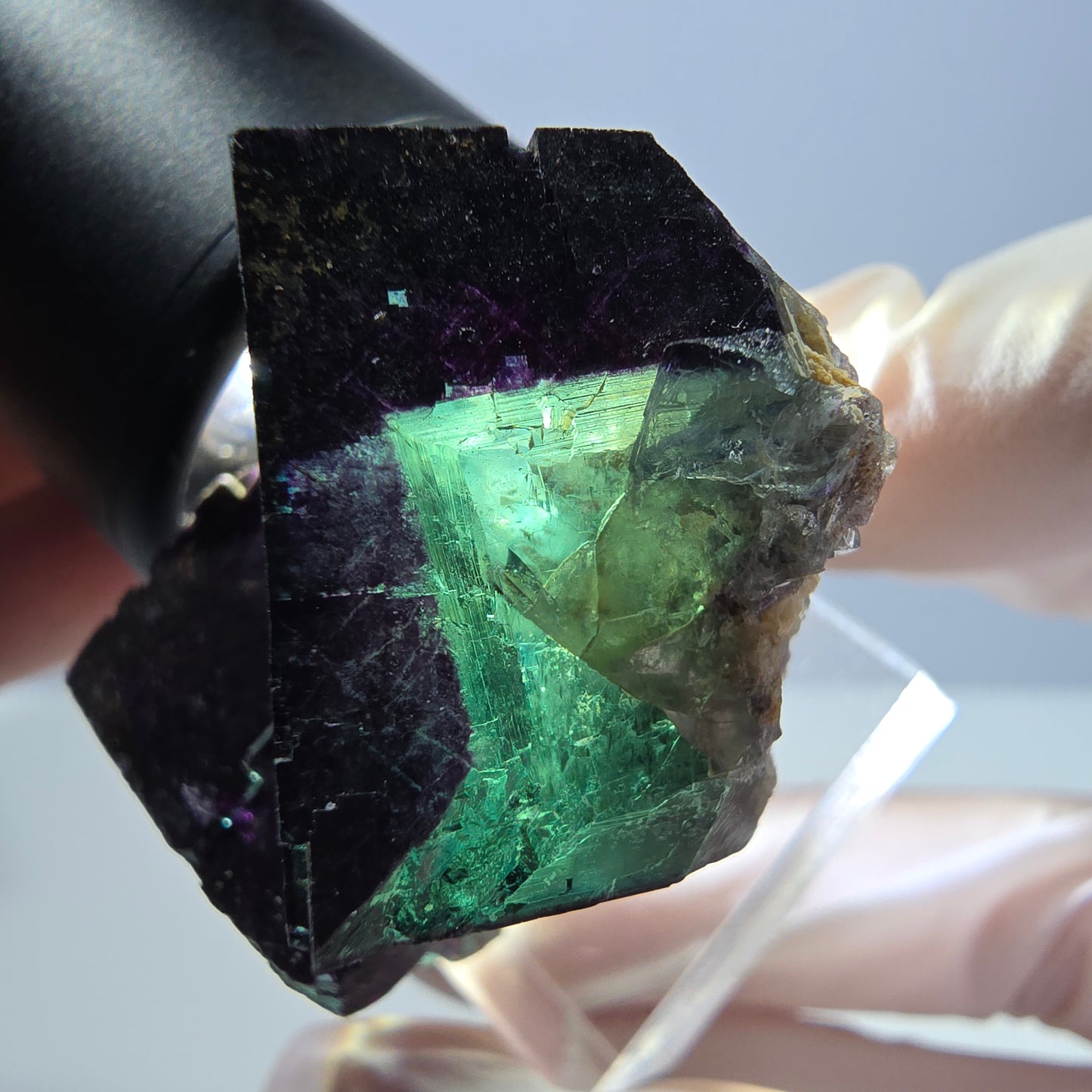 Phantom Fluorit Würfel Stufe grün lila zonal 11:11 Angel Pocket, Namibia 42*31*26mm