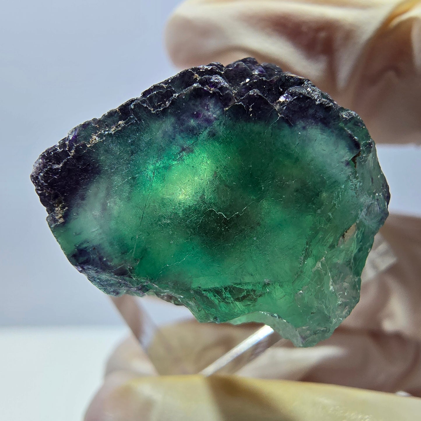 Cube de fluorite fantôme parqueté, zonal, vert violet Okorusu, Namibie 27*22*18mm