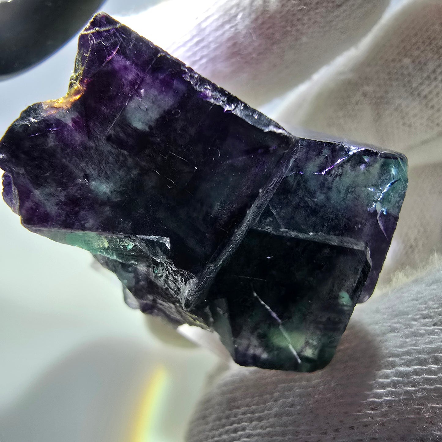 Rare Phantom Fluorite Cube Specimen zonal green purple Okorusu, Namibia 36*26*25mm