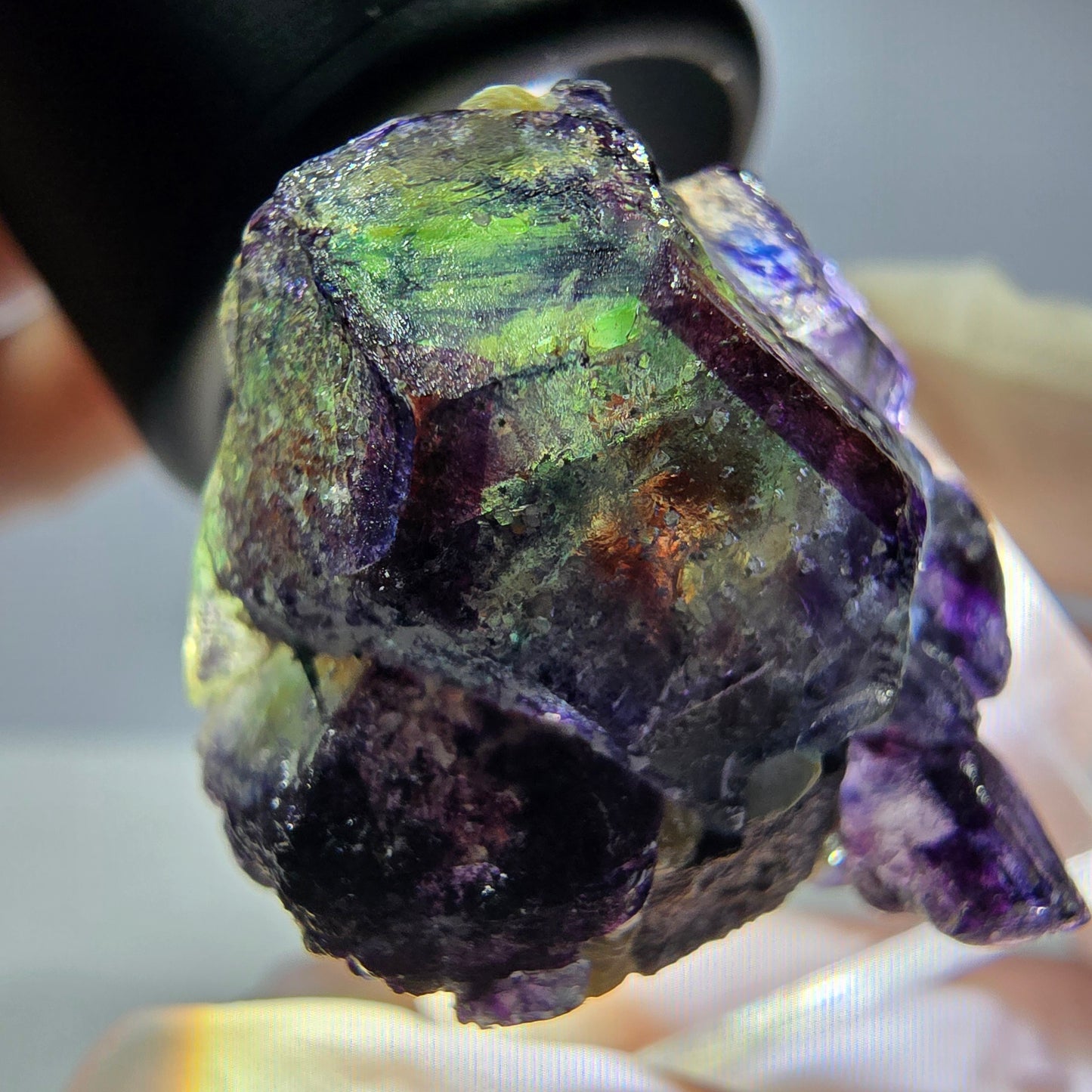 Cubes de fluorite fantôme colorés hexagonaux, tourmaline Schorl Erongo, Namibie 27 x 25 x 20 mm