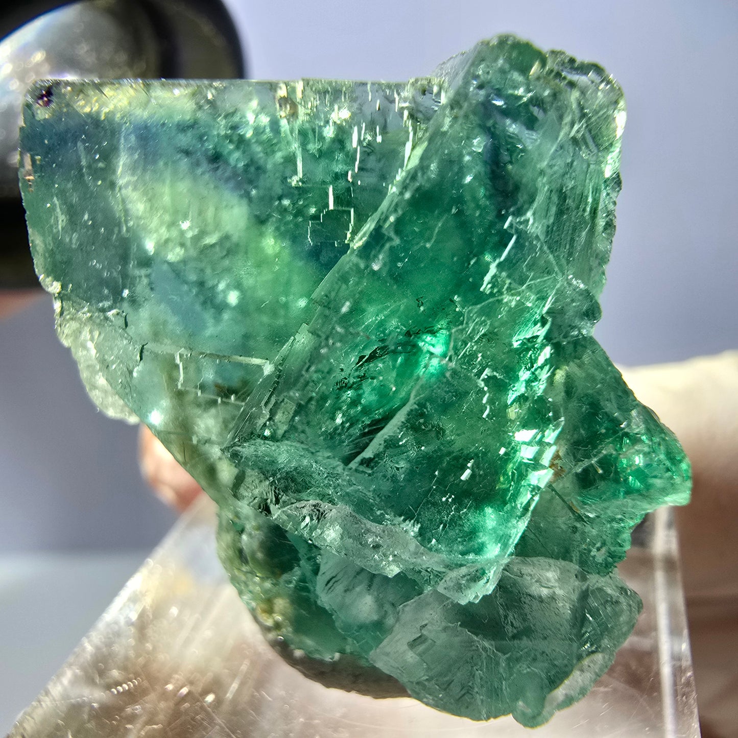 Seltene Phantom Fluorit Würfel Stufe, grün Okorusu, Namibia 31*27*17mm