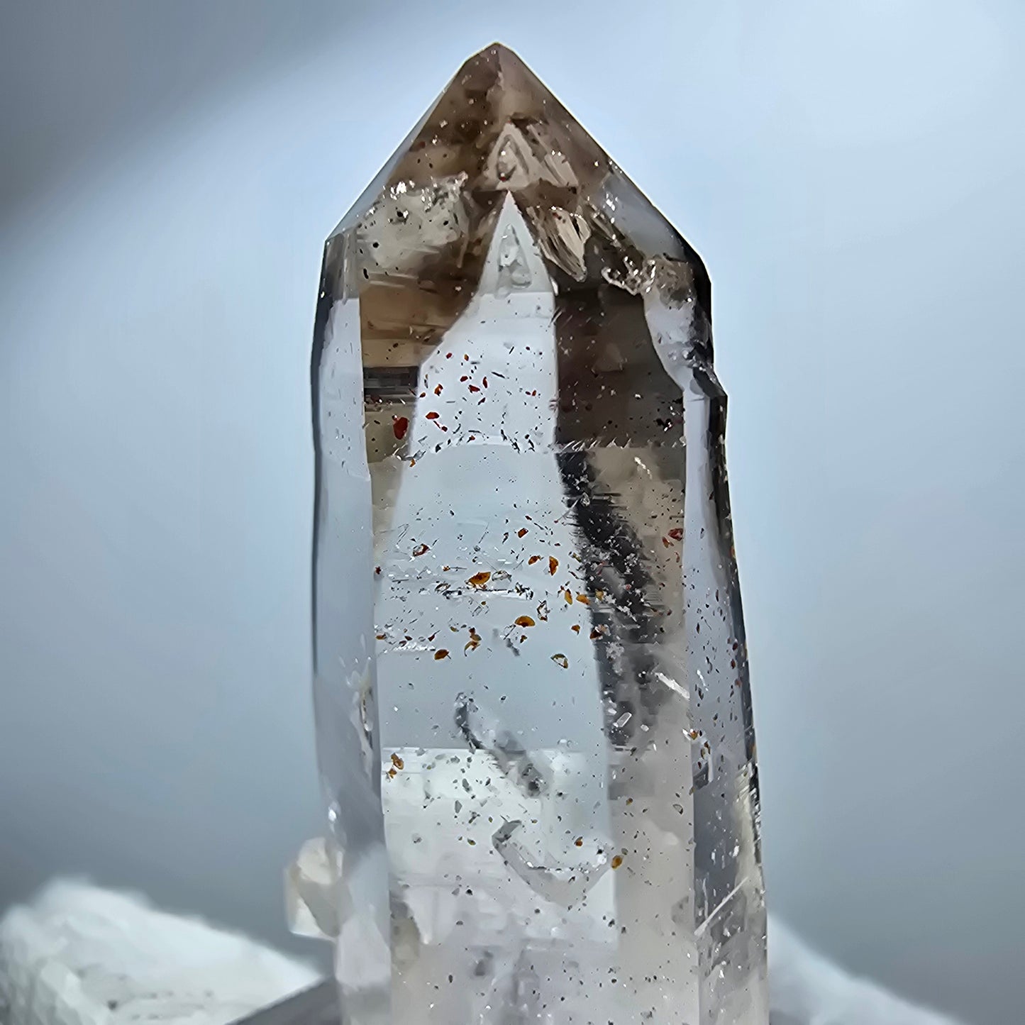 Enhydro Lemurian Phantom Rauchquarz Zepter Spitze Goboboseb, Namibia 41*18*11mm