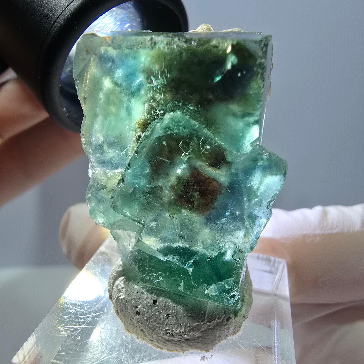 Phantom Fluorit Würfel Stufe, grün parkettiert Okorusu, Namibia 38*24*23mm