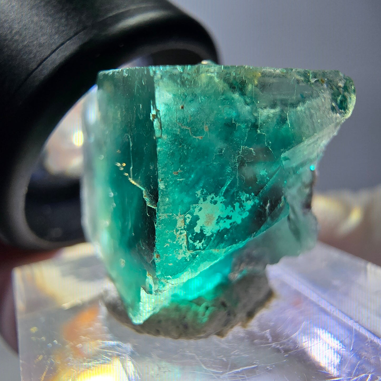 Klarer Phantom Fluorit Würfel parkettiert, grün Okorusu, Namibia 19*16*14mm