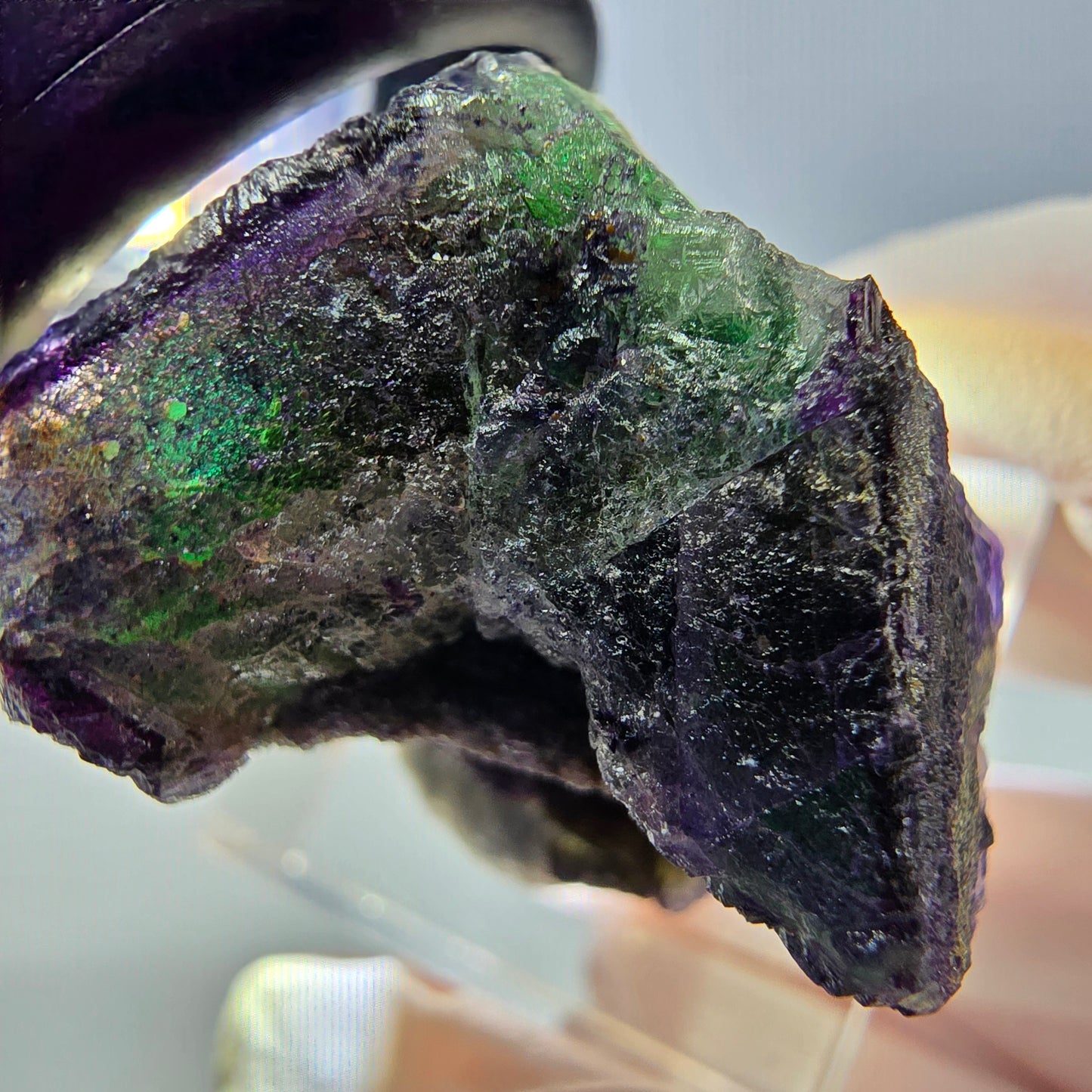 Cube de fluorite fantôme, zonal, spécimen de muscovite, Erongo, Namibie, 27 x 26 x 20 mm