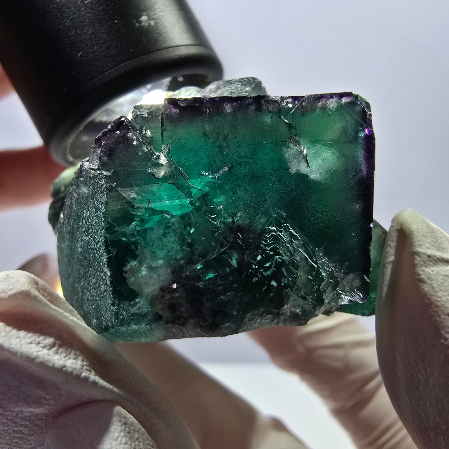 Spécimen de cube de fluorite fantôme, parqueté, vert violet Okorusu, Namibie 62*46*32mm