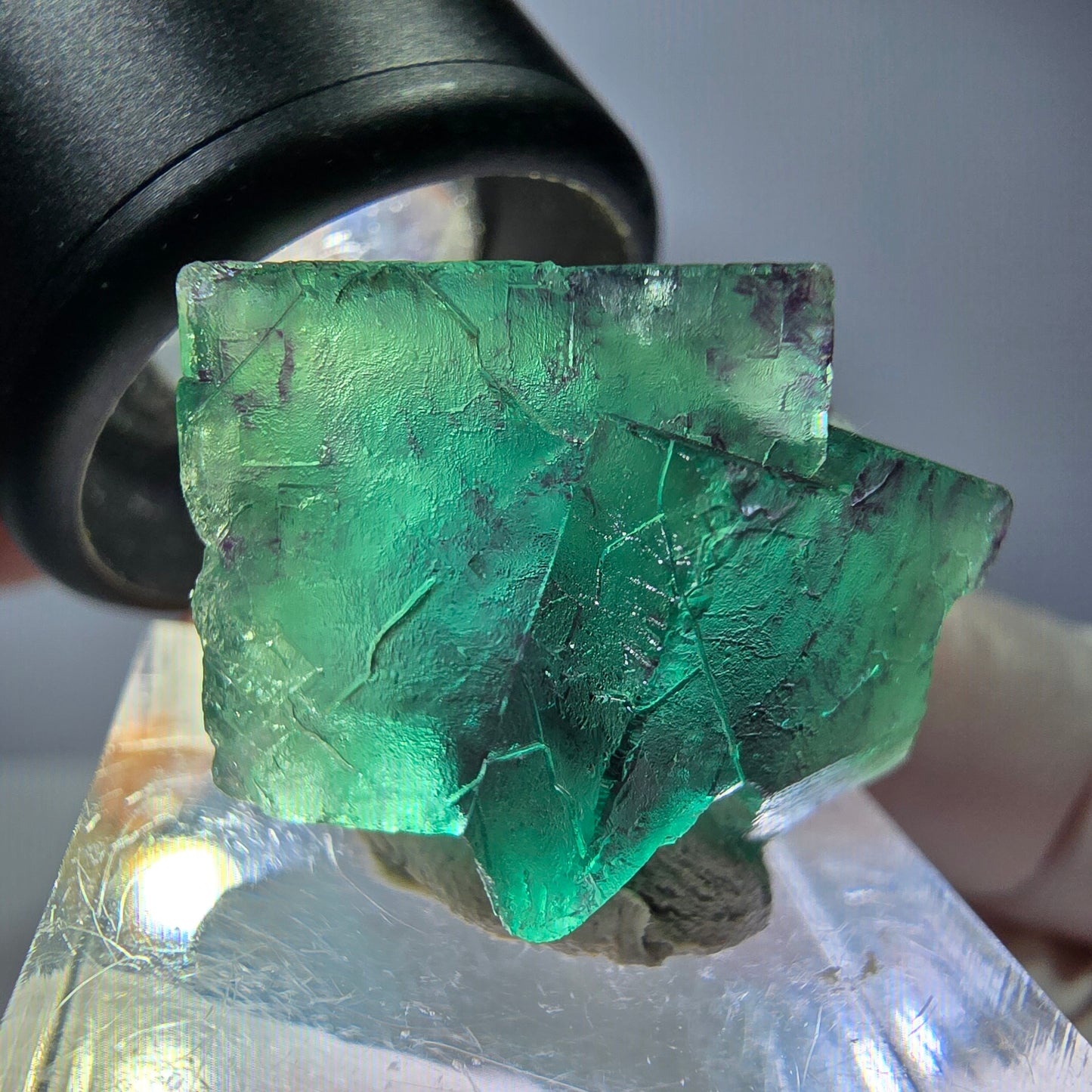 Phantom Fluorit Würfel Stufe, grün lila Okorusu, Namibia 25*17*17mm