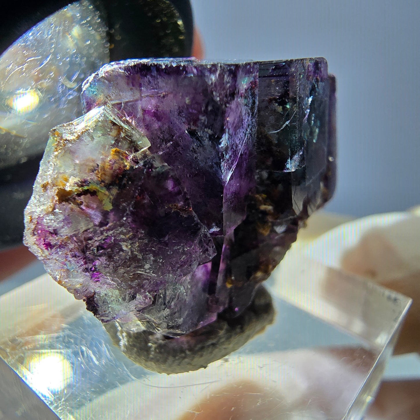 Phantom Fluorit Würfel Stufe, grün lila Okorusu, Namibia 32*22*15mm