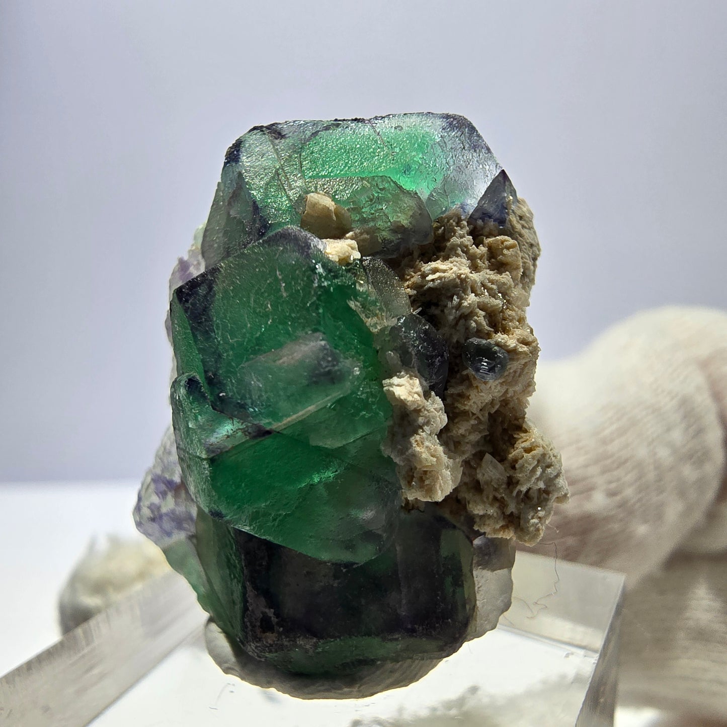 Cube de fluorite fantôme zonal, spécimen d'orthose, Erongo, Namibie, 31 x 23 x 19 mm
