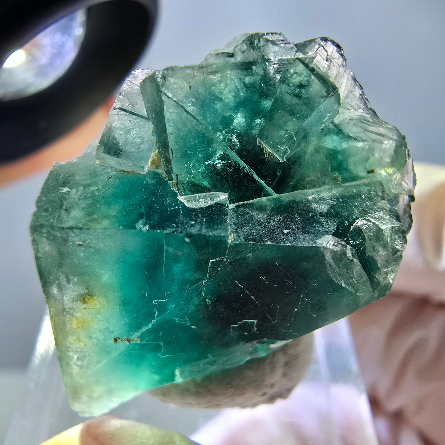 Phantom Fluorit Würfel Stufe, grün parkettiert Okorusu, Namibia 27*23*16mm