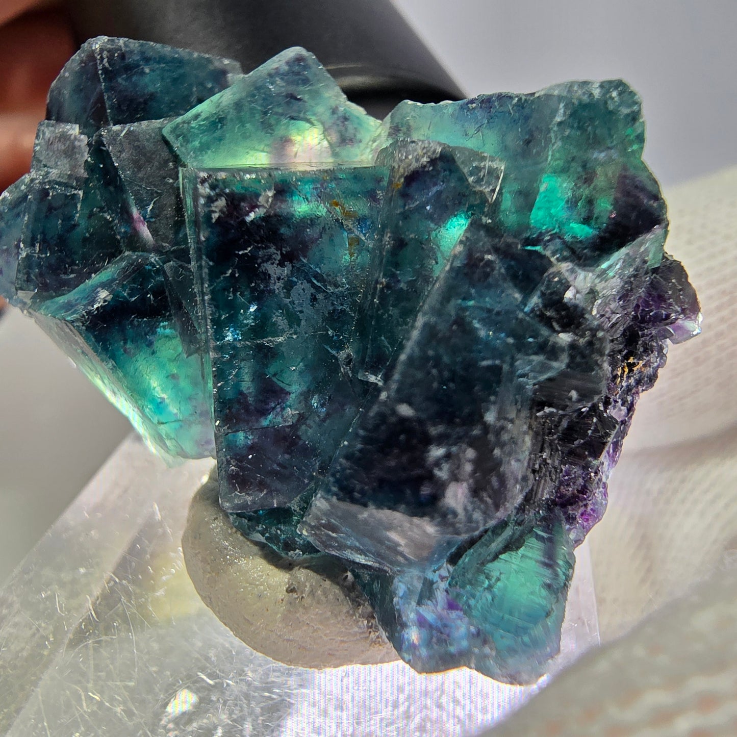Spécimen de cube de fluorite fantôme, zonal – Nouvelle découverte ! Okorusu, Namibie, 36 x 27 x 16 mm