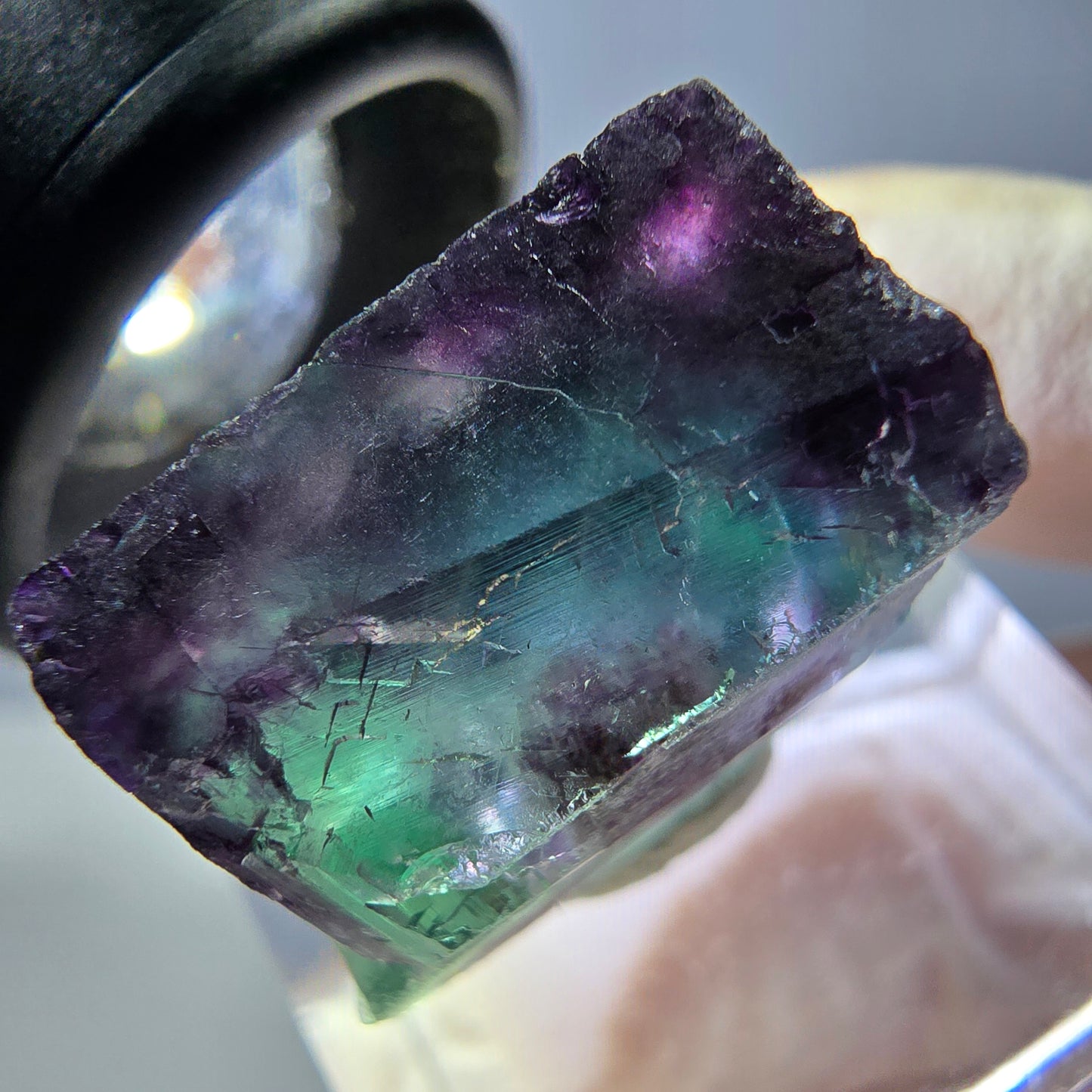 Phantom Fluorite cube parquetted, green purple Okorusu, Namibia 21*19*11mm