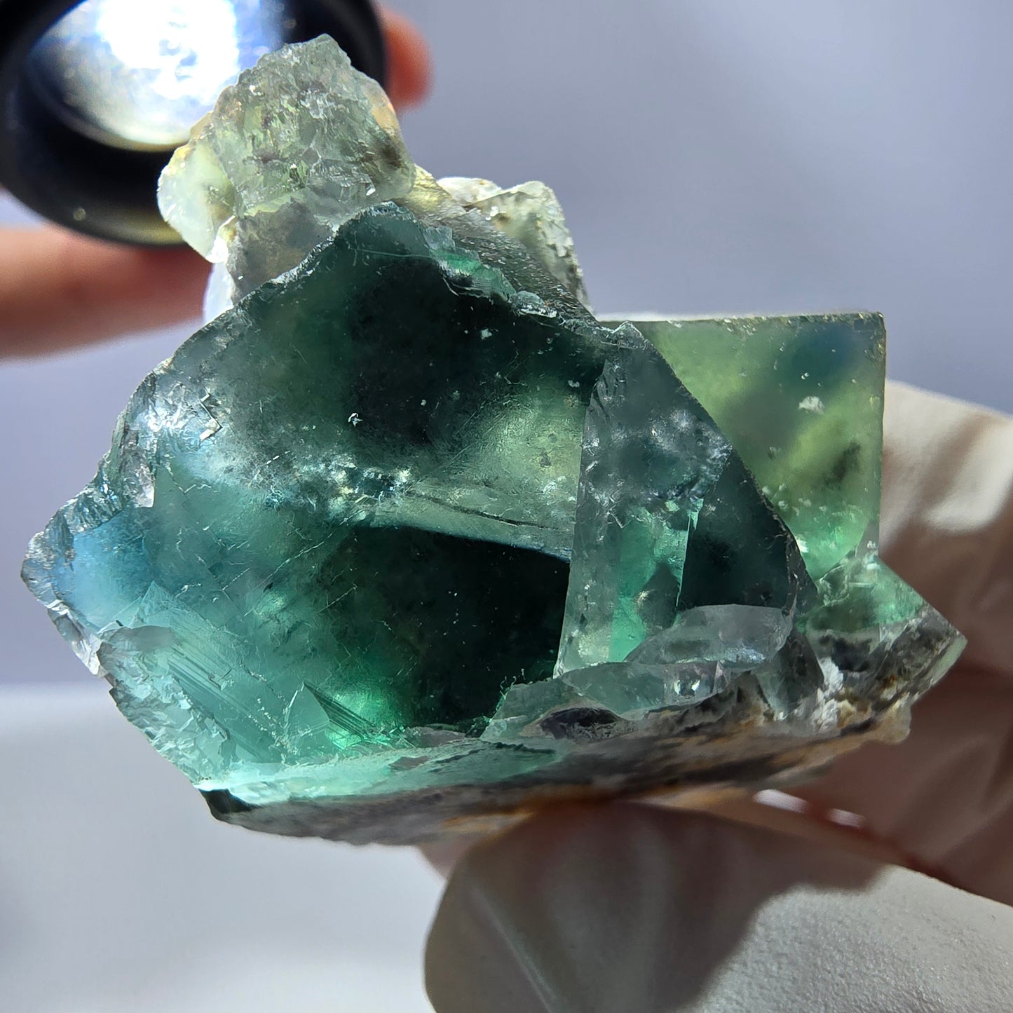 Rare spécimen de cube de fluorite fantôme, parqueté vert Okorusu, Namibie, 51 x 44 x 31 mm