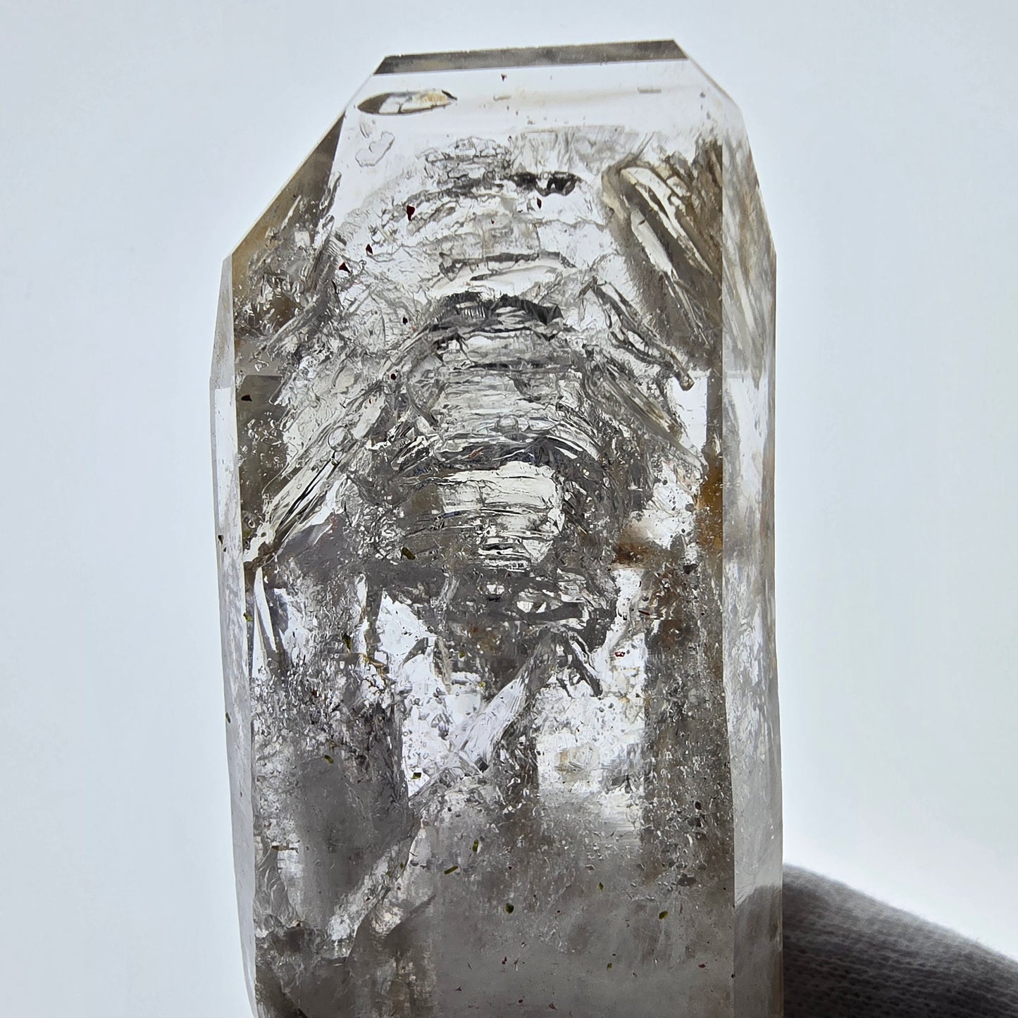 Sceptre en quartz fumé lémurien Enhydro, 1x Goboboseb de poche Bubble Valentine Namibie 96 x 38 x 25 mm