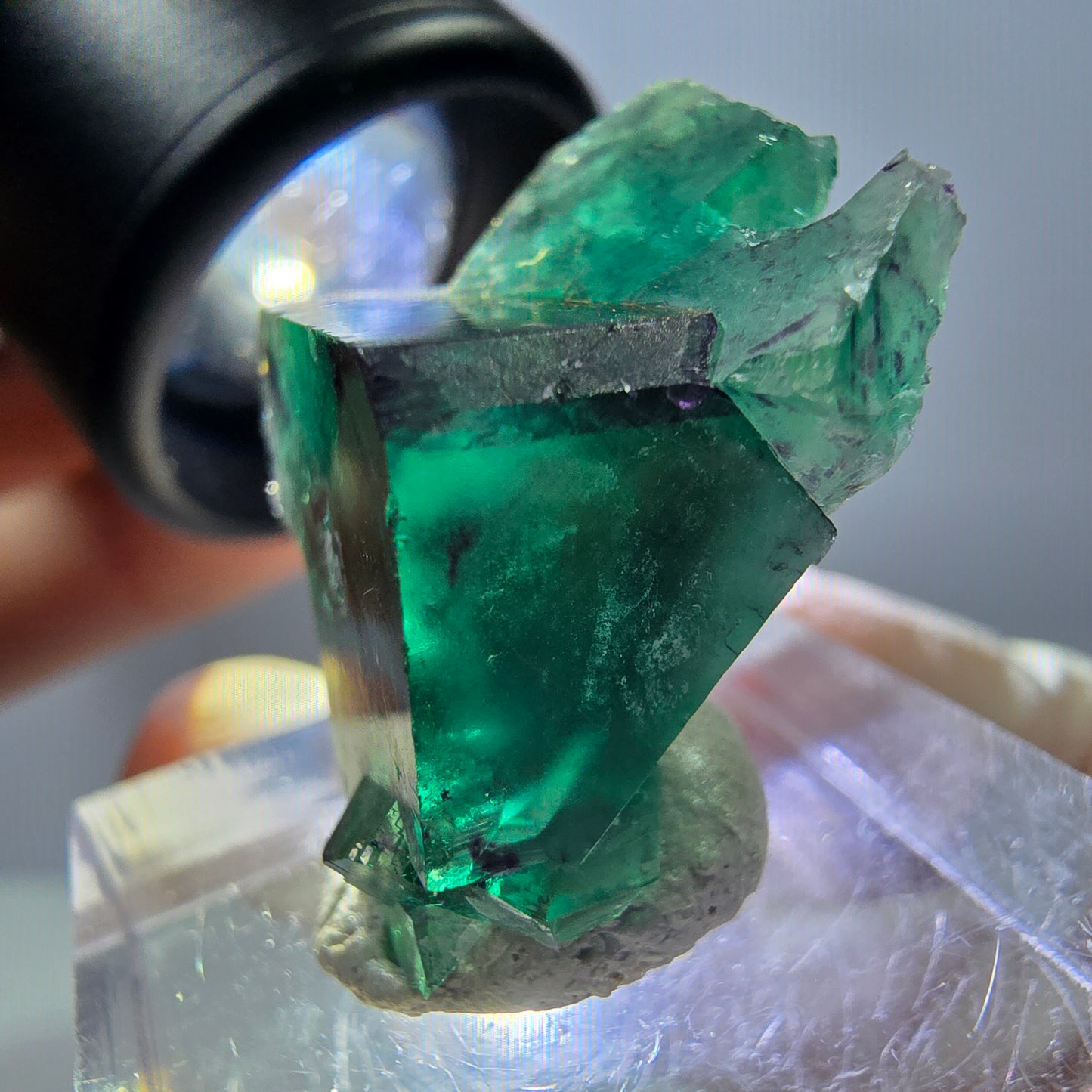 Phantom Fluorit Würfel Stufe, grün lila Okorusu, Namibia 30*20*12mm