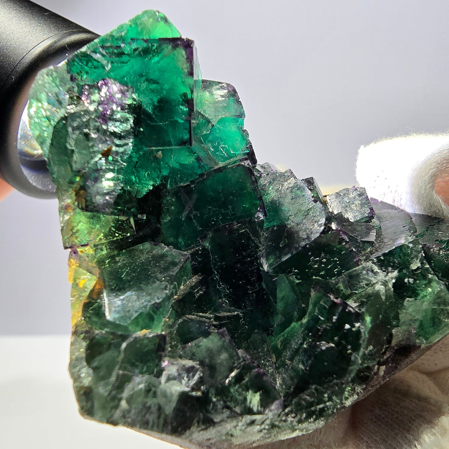 Cube de fluorite fantôme parqueté, zonal Okorusu Namibie 82*57*47mm