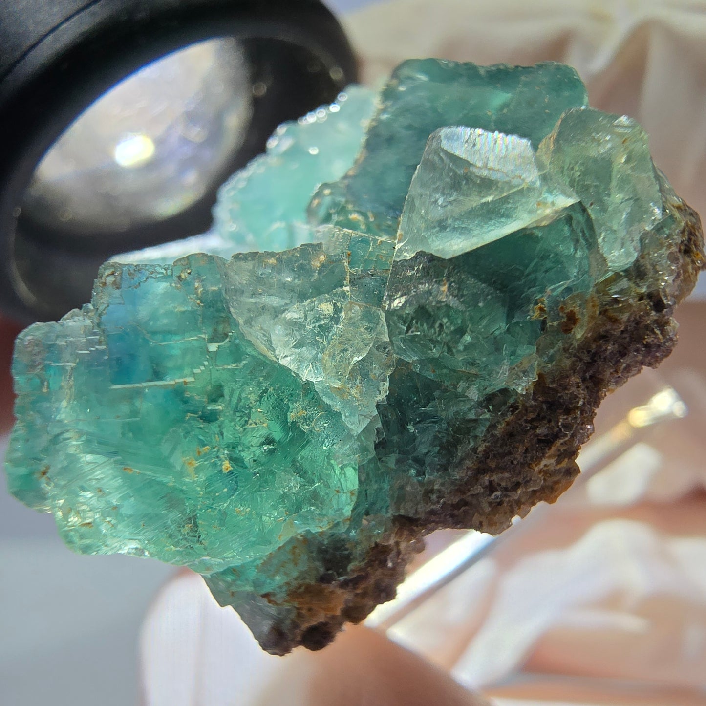 Seltene Phantom Fluorit Würfel Stufe, grün Okorusu, Namibia 33*27*20mm