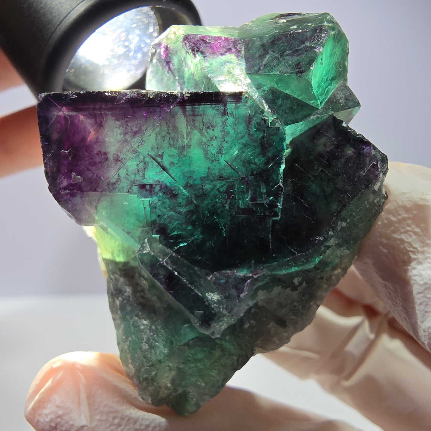 Phantom Fluorit Würfel Stufe, parkettiert grün lila Okorusu, Namibia 51*40*21mm