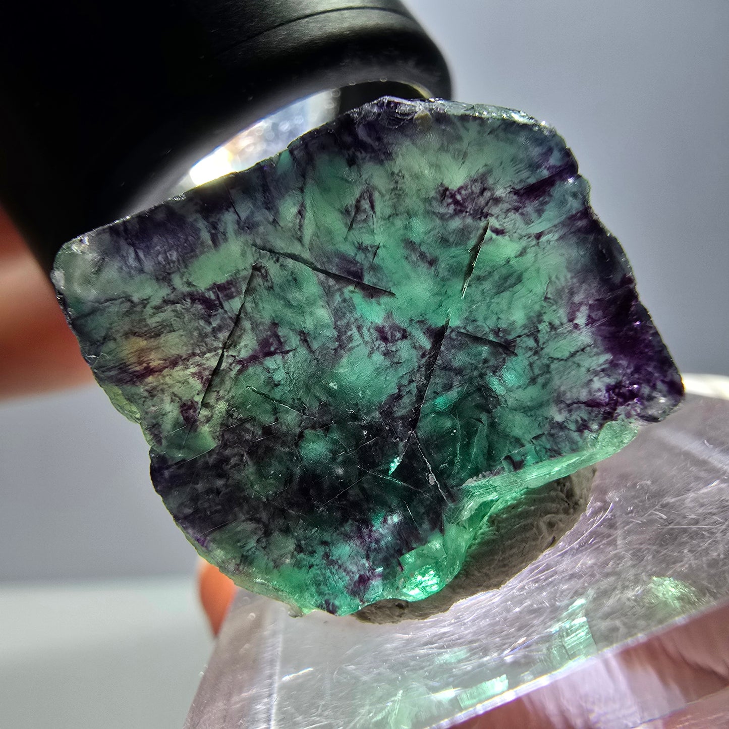 Phantom Fluorite cube parquetted, green purple Okorusu, Namibia 20*20*18mm