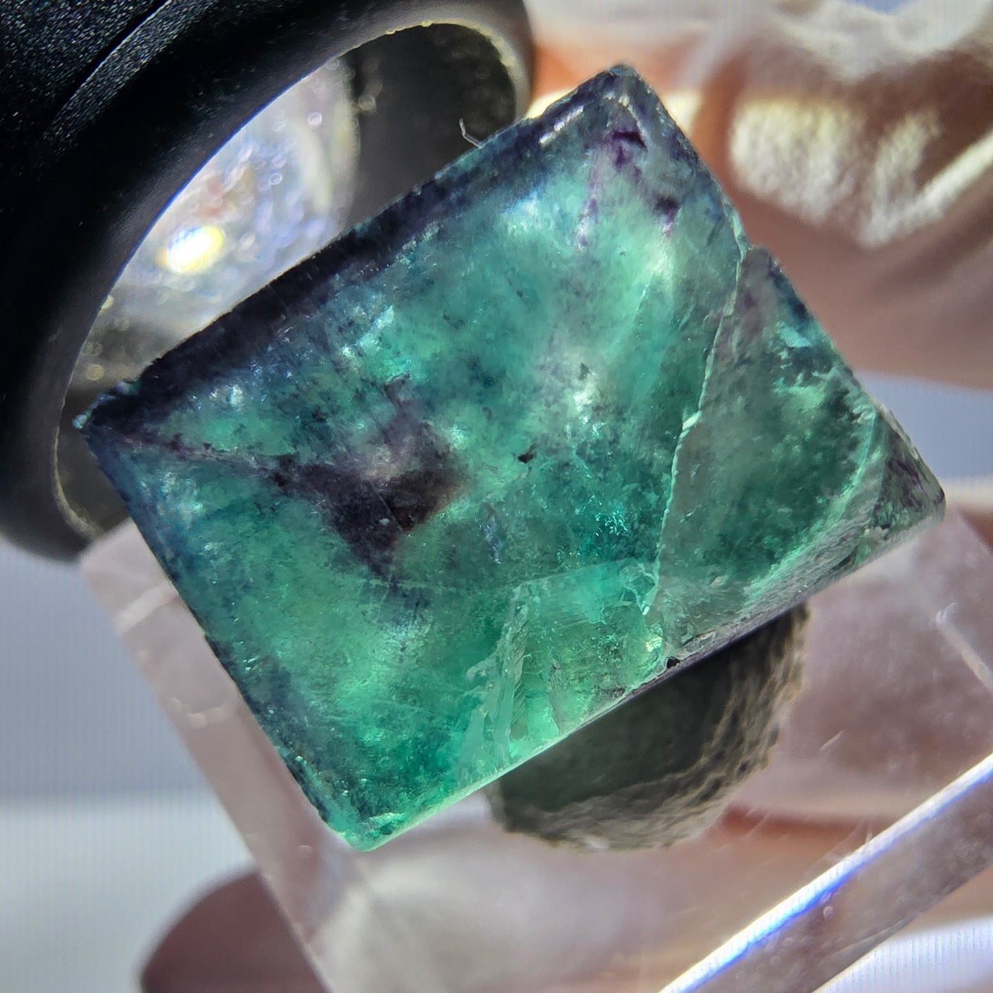 Phantom Fluorite cube parquetted, green purple Okorusu, Namibia 19*16*13mm