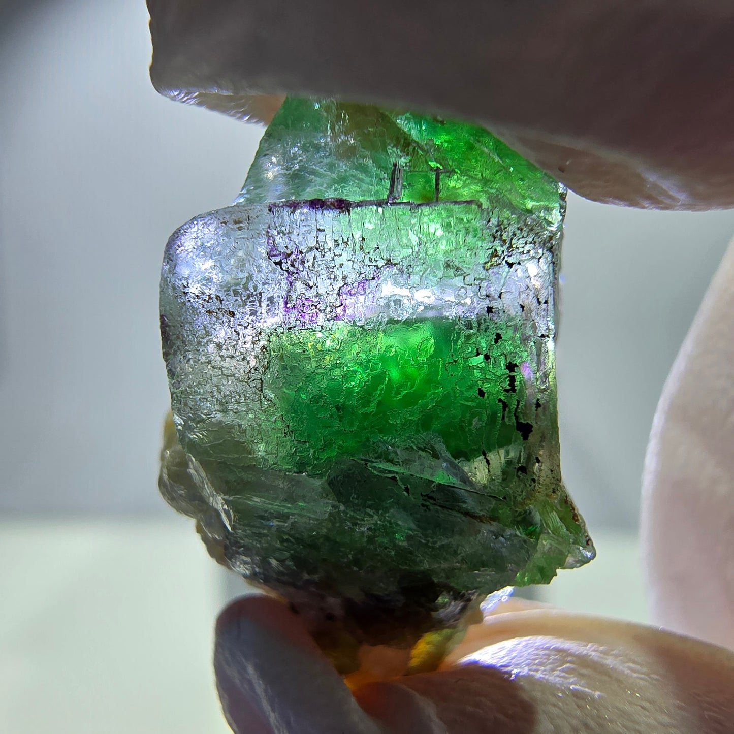 Lot de 7 fluorites fantômes, tourmalines scholl, muscovites, Erongo, Namibie, 24-14 mm