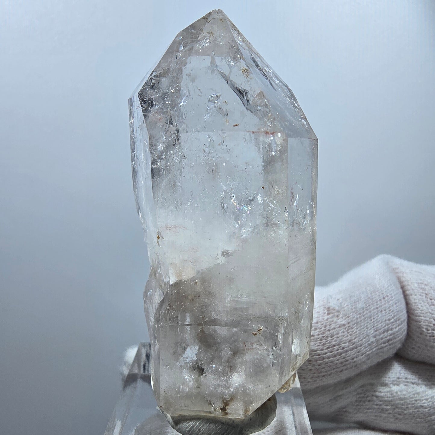 Sceptre DT en quartz fumé fantôme Enhydro, poche en calcite Valentine Goboboseb Namibie 60 x 27 x 22 mm