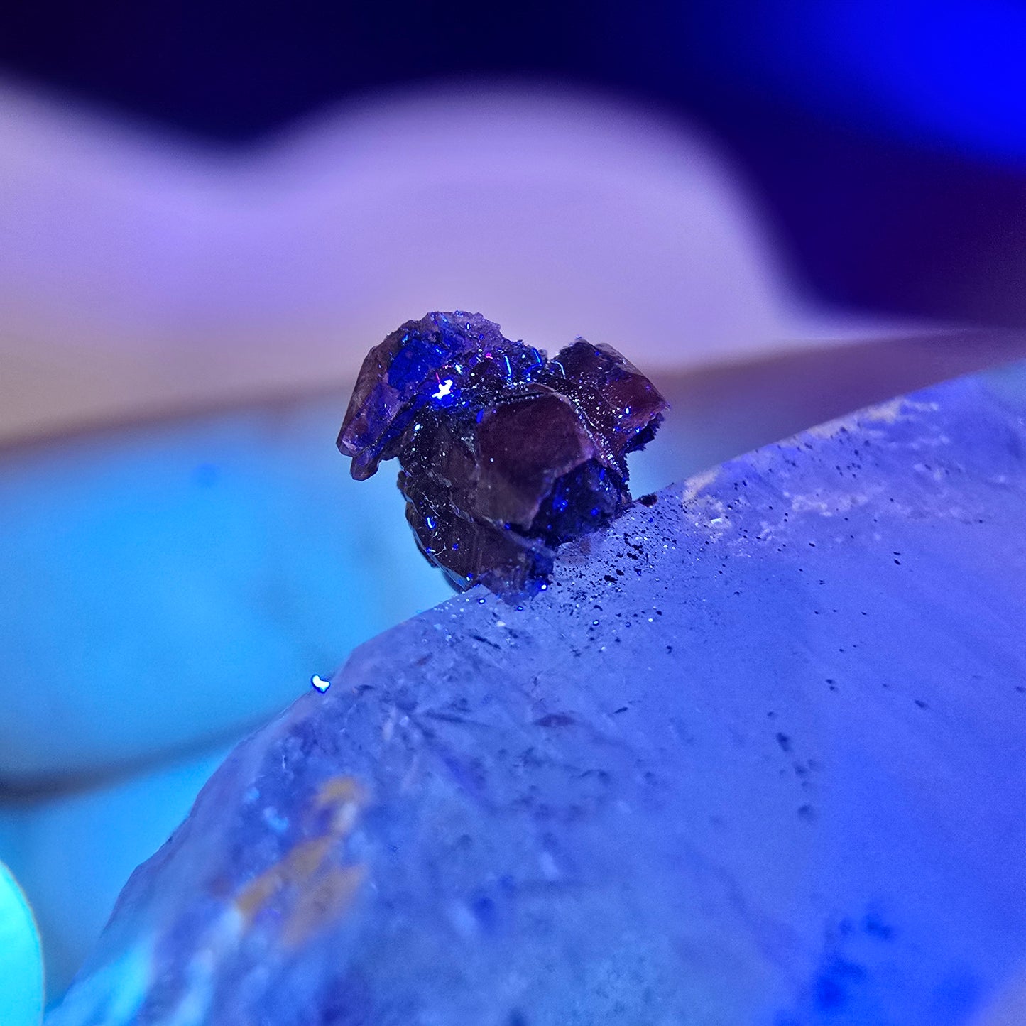 Skeleton Phantom Smoky Quartz DT Scepter, UV Calcite Valentine Pocket, Namibia 50*23*22mm